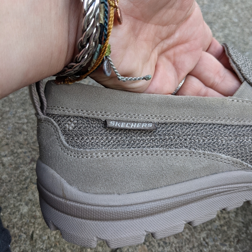 Skechers Taupe Beige Memory Foam Slip On Shoes 13 - image 3